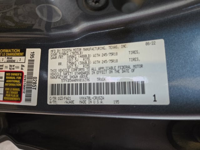 2022 Toyota Tundra 2WD SR